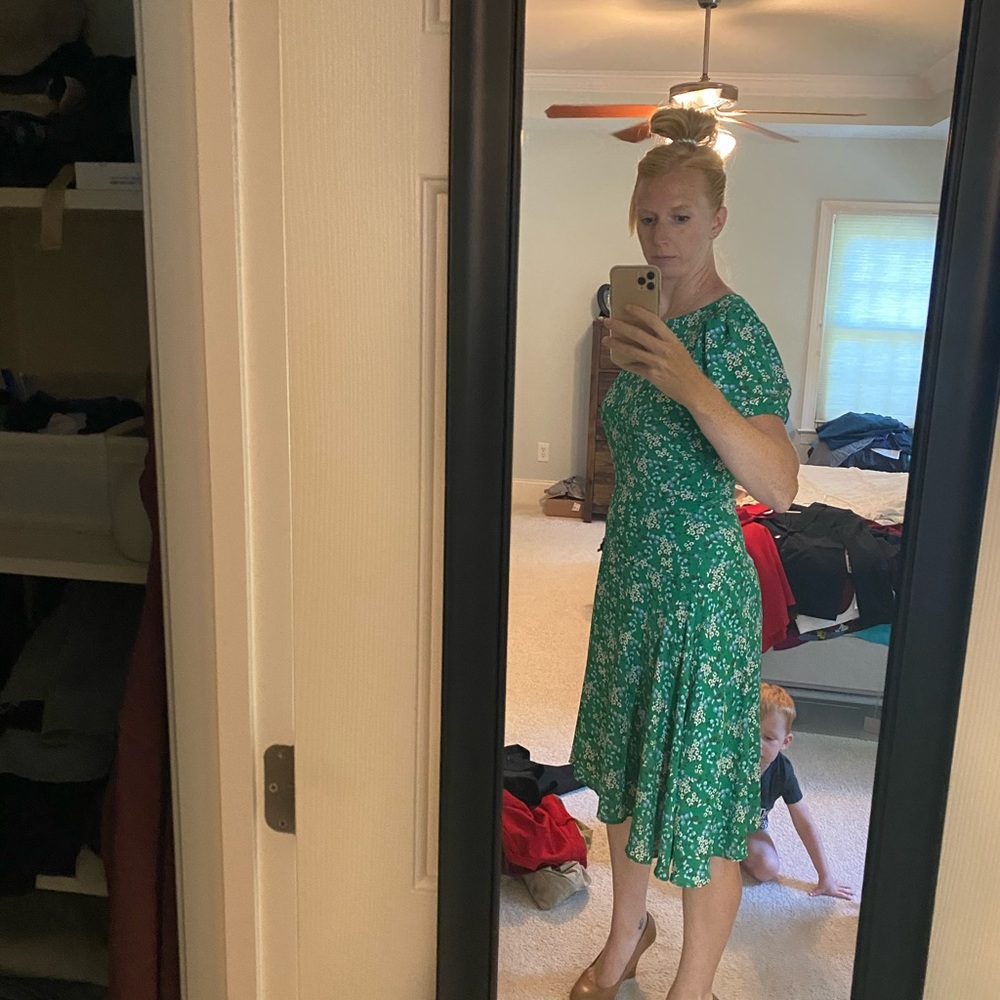 Green floral dress